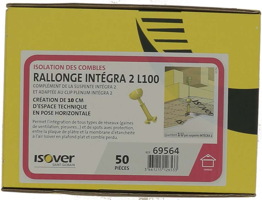 Image du produit RALLONGE INTEGRA 2 HT 100MM - BTE DE 50 PCES