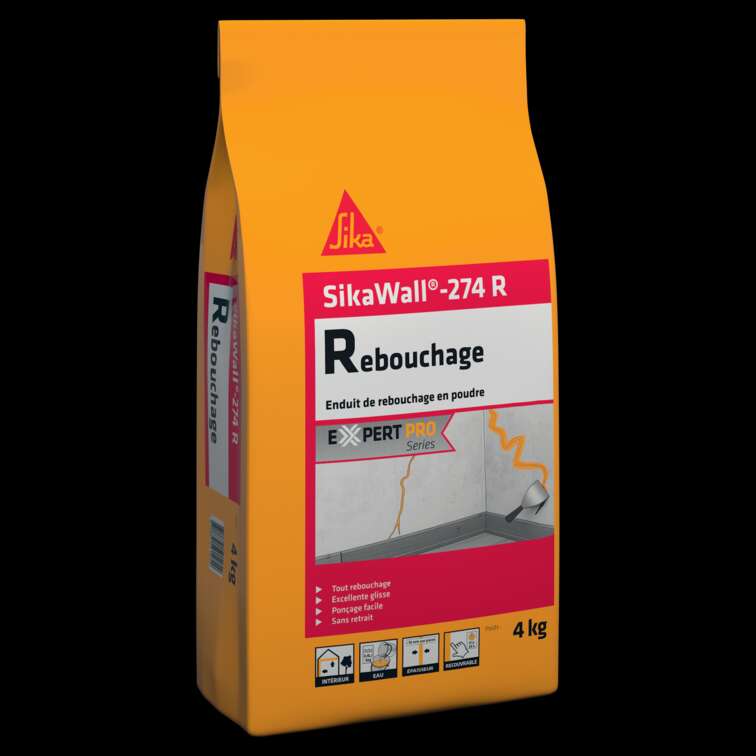 Image du produit SIKAWALL 274 R ENDUIT DE REBOUCHAGE EN POUDRE POUR MURS ET PLAFONDS INTERIEURS SAC ALU 4KG