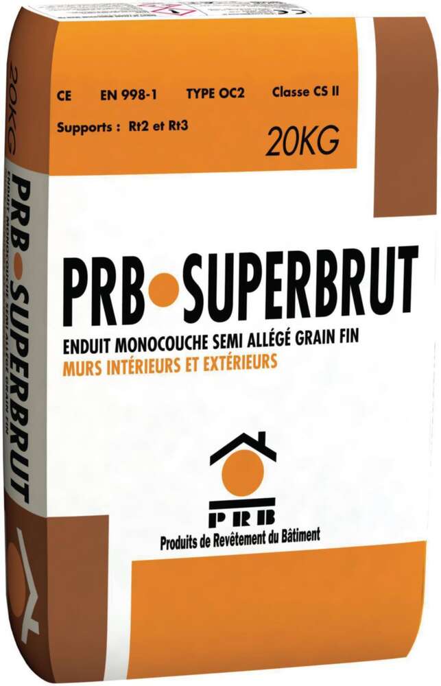 Image du produit PRB SUPERBRUT COULEUR SPECIALE ENDUIT MONOCOUCHE SEMI ALLEGE GRAIN FIN - SAC DE 20KG