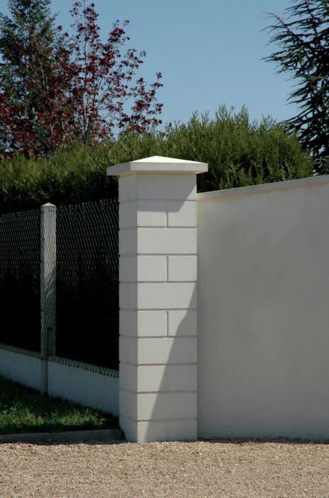 Image du produit CHAPEAU PILIER PIERRE LISSE POINTE DIAMANT 50X50 BLANC