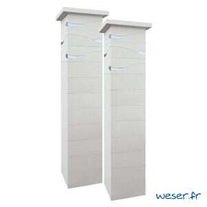 Image du produit PILIER COMPLET ONDEA 3 INSERTS 39 x 39 x 188 BLANC CASSE