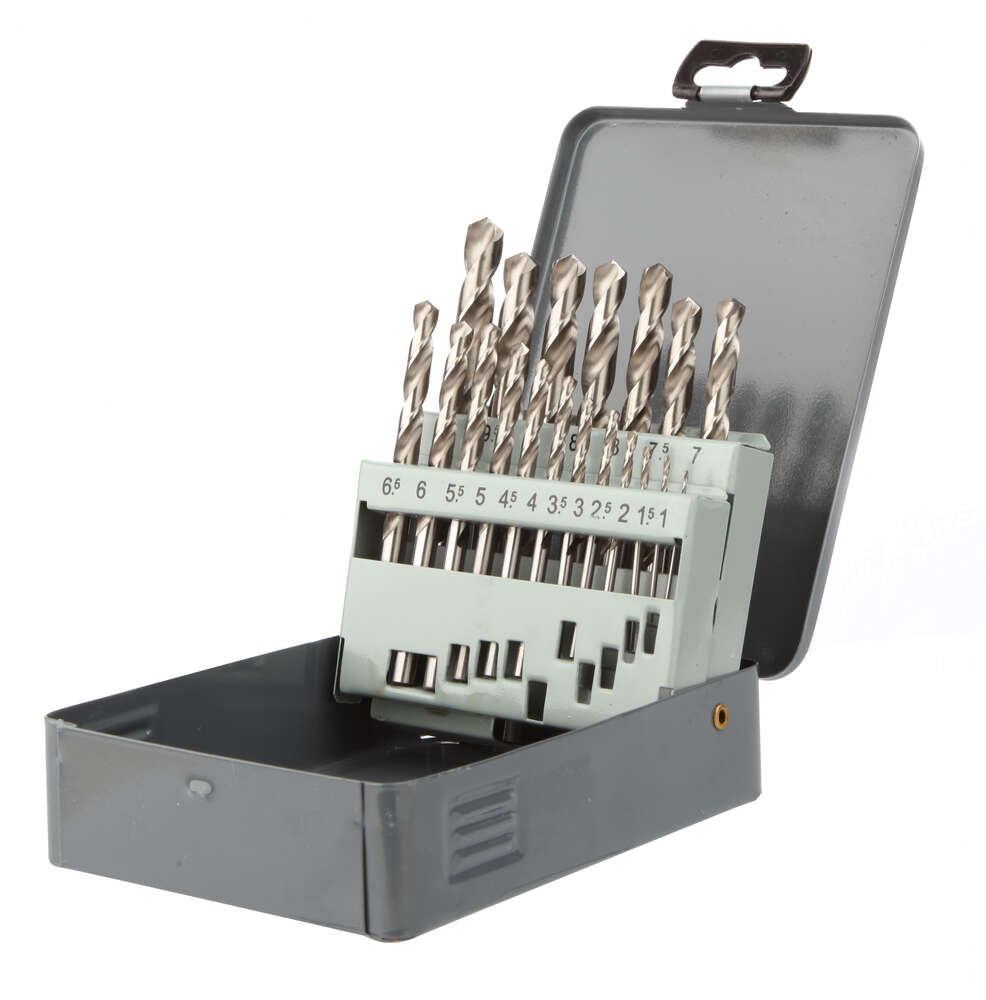 Image du produit COFFRET M&Eacute;TALLIQUE 19 FORETS &Oslash;1 &Agrave; 10 MM PAR 0,5 MM HSS MEUL&Eacute; PRO DIN 338 ANGLE 118&deg;