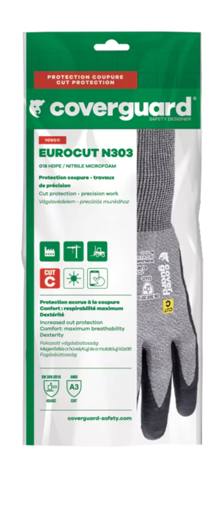 Image du produit GANTS EUROCUT N303 CUT C. 18G HPPE NANO MOUSSE NITRILE